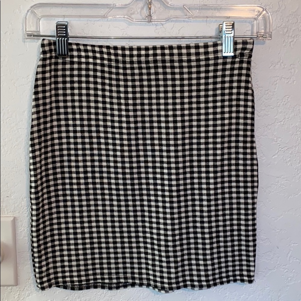 BOOHOO Gingham Plaid Bodycon Skirt